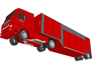 Euro Semi Truck with Trailer 3D Model preview