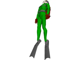 Scuba Diver 3D Model preview