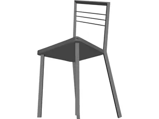 Steel Kitchen Chair with Wooden Seat 3D Model preview