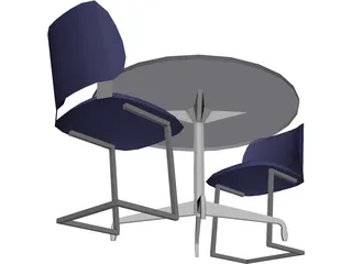 Table with Chairs 3D Model preview