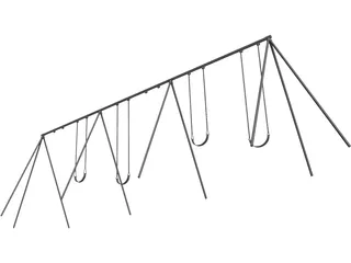Playground Swing Set 3D Model preview