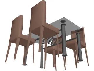 Table with Chairs 3D Model preview
