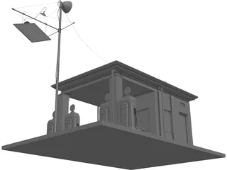 Vintage Gas Station 3D Model preview