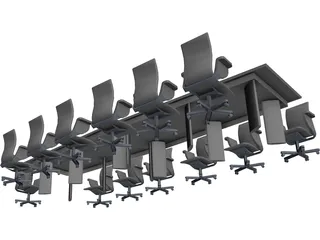 Table with Chairs 3D Model preview