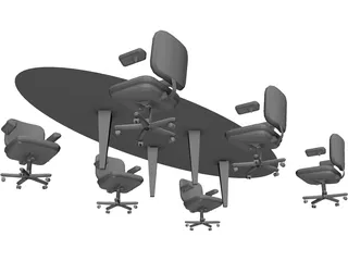 Table with Chairs 3D Model preview