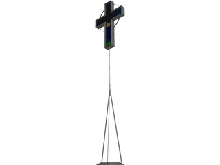 Carved Processional Cross 3D Model preview