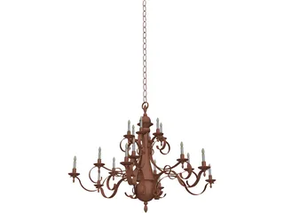 Bronze Chandelier 3D Model preview