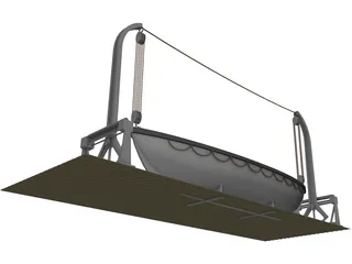 Lifeboat and Davits 3D Model preview