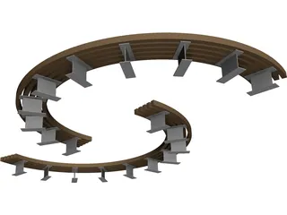 Curved Bench 3D Model preview