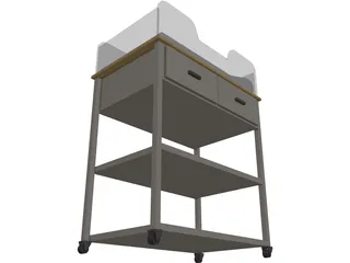Hospital Cart Bassinet 3D Model preview