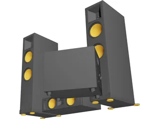 Home Theater Speaker System 3D Model preview