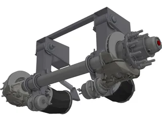 Truck Axle with Brakes 3D Model preview
