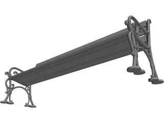 Wood and Metal Park Bench 3D Model preview