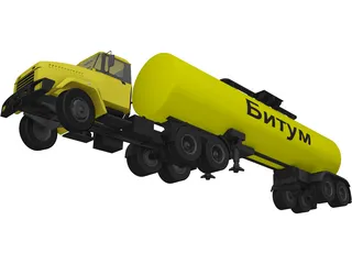 KrAZ 63221 with AB-22 Tanker Trailer 3D Model preview
