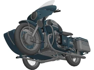 Moto Guzz with Sidecar 3D Model preview