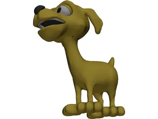 Happy Dog Cartoon 3D Model preview