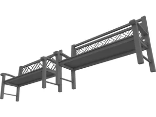 Wood Benches 3D Model preview
