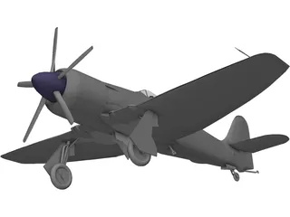 Hawker Sea Fury 3D Model preview