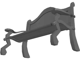 Wooden Park Bench 3D Model preview