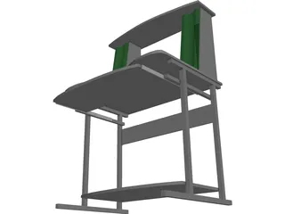 Desk with CD Rack 3D Model preview