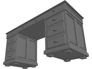 Wood Desk 3D Model preview