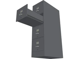 Metal File Cabinet 3D Model preview