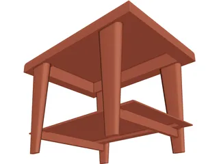 Wooden End Table 3D Model preview