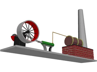 Wilesco Steam Engine 3D Model preview
