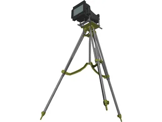 Old Fashion Camera On Tripod 3D Model preview