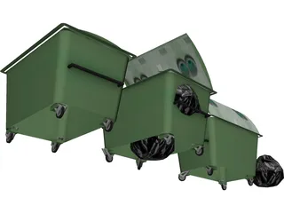 Plastic Dumpsters 3D Model preview