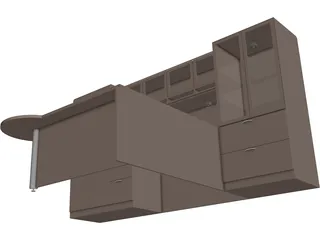 Executive Office Desk 3D Model preview