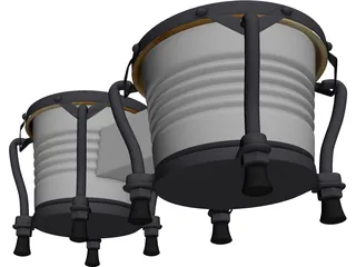 Bongos Pair 3D Model preview