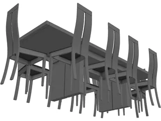 Table with Chairs 3D Model preview