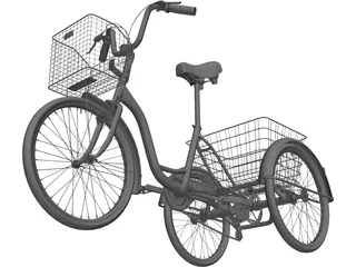 Three-wheeled Bicycle 3D Model preview