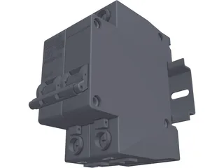 Circuit Breaker with DIN Rail 3D Model preview