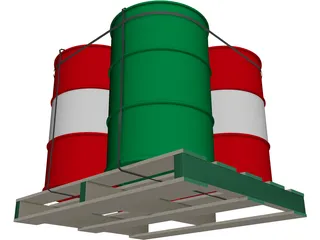Drums on a Pallet 3D Model preview