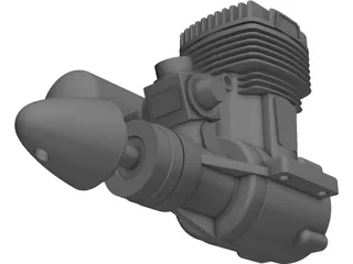 O.S. 61 FX RC Engine with Muffler 3D Model preview