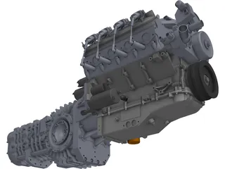 Chevrolet LS3 Engine and Transaxle Gearbox 3D Model preview