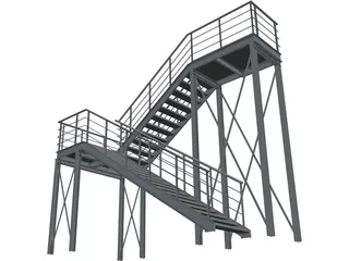 Metal Stairs 3D Model preview
