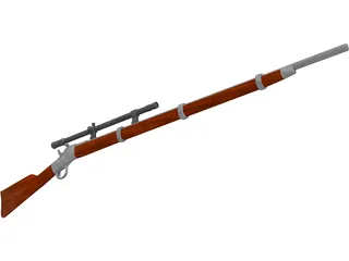 Remington Rolling Block Rifle 3D Model preview