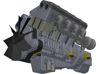 V8 Turbo Diesel Engine 3D Model preview