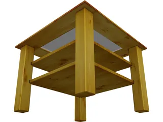 Wood Table with Glass 3D Model preview
