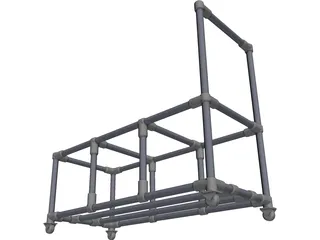 Trash Bin Pushcart 3D Model preview