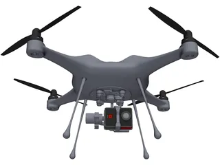 Four-Rotor UAV Drone 3D Model preview