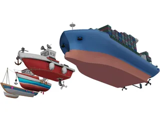 Boats Collection 3D Model preview