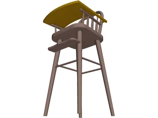 Baby Highchair 3D Model preview