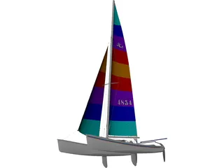 Hobie 18 Racing Catamaran 3D Model preview