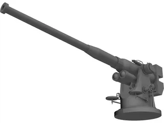 100mm Naval Cannon B25 3D Model preview