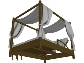Balinese Bed 3D Model preview