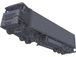 Mercedes-Benz Actros with Trailer 3D Model preview